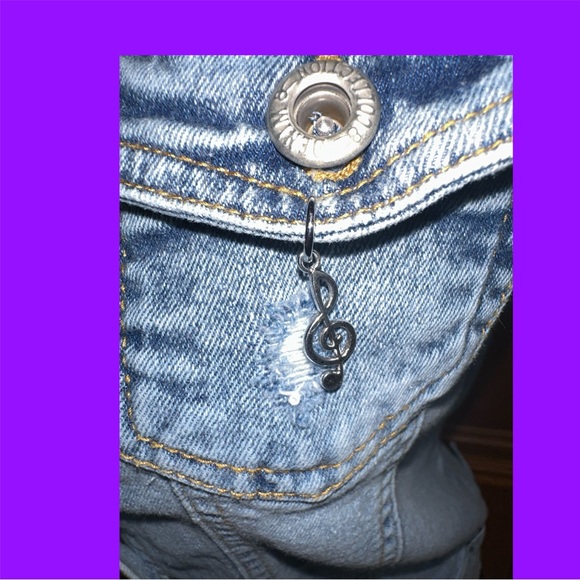 Rock  On Embroidered Guitarist & Music Note Denim Vest - Picture 8 of 11